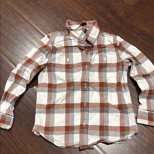 Janie and Jack Plaid Button-Up Shirt in Rust and White